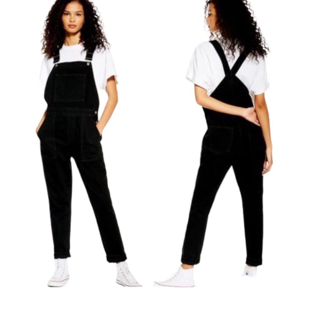 Topshop Black Women's Denim Overalls